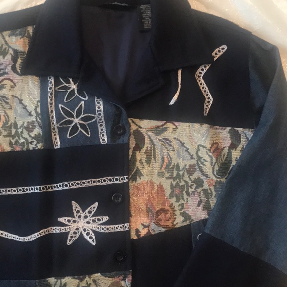 Wool/Denim/Tapestry patchwork & embroidered jacket - Picture 3 of 4